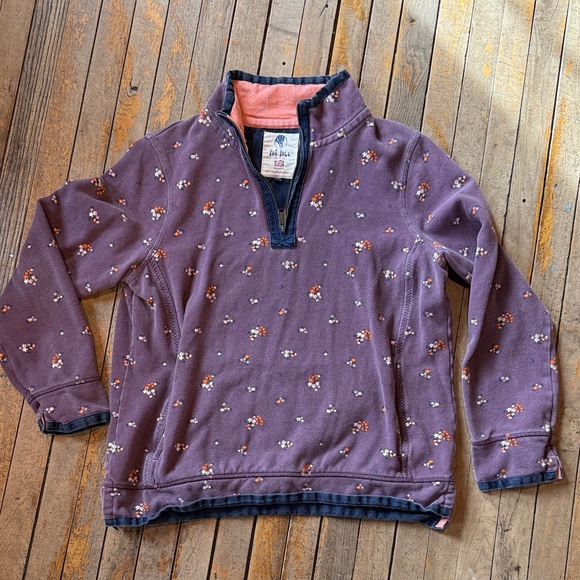 Fat Face Tops - Fat Face Purple Floral Airlie Sweatshirt Quarter Zip